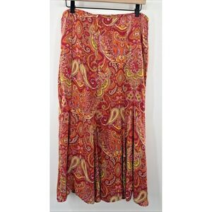 Talbots Maxi Skirt Silk Blend Lined Paisley  Festival Boho Fairy Peasant 10 Pet